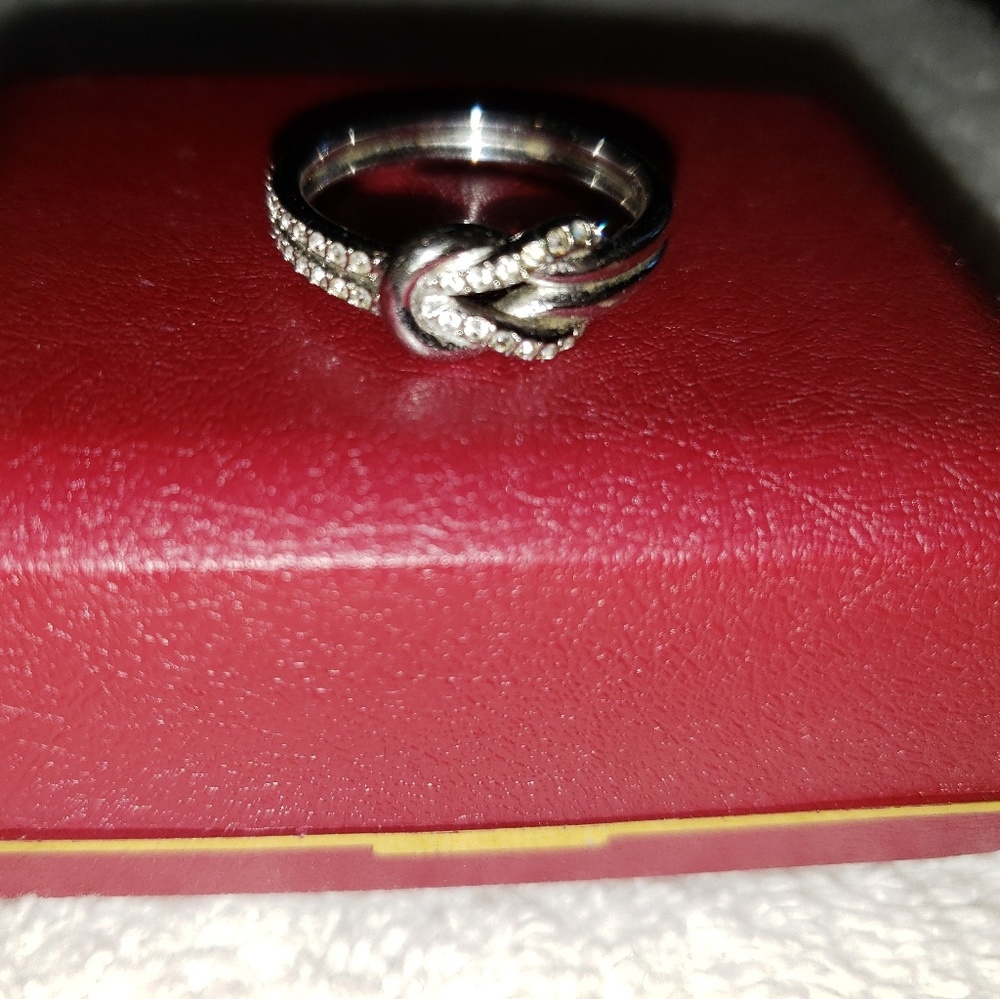 Sterling silver cubic zirconium double knot ring